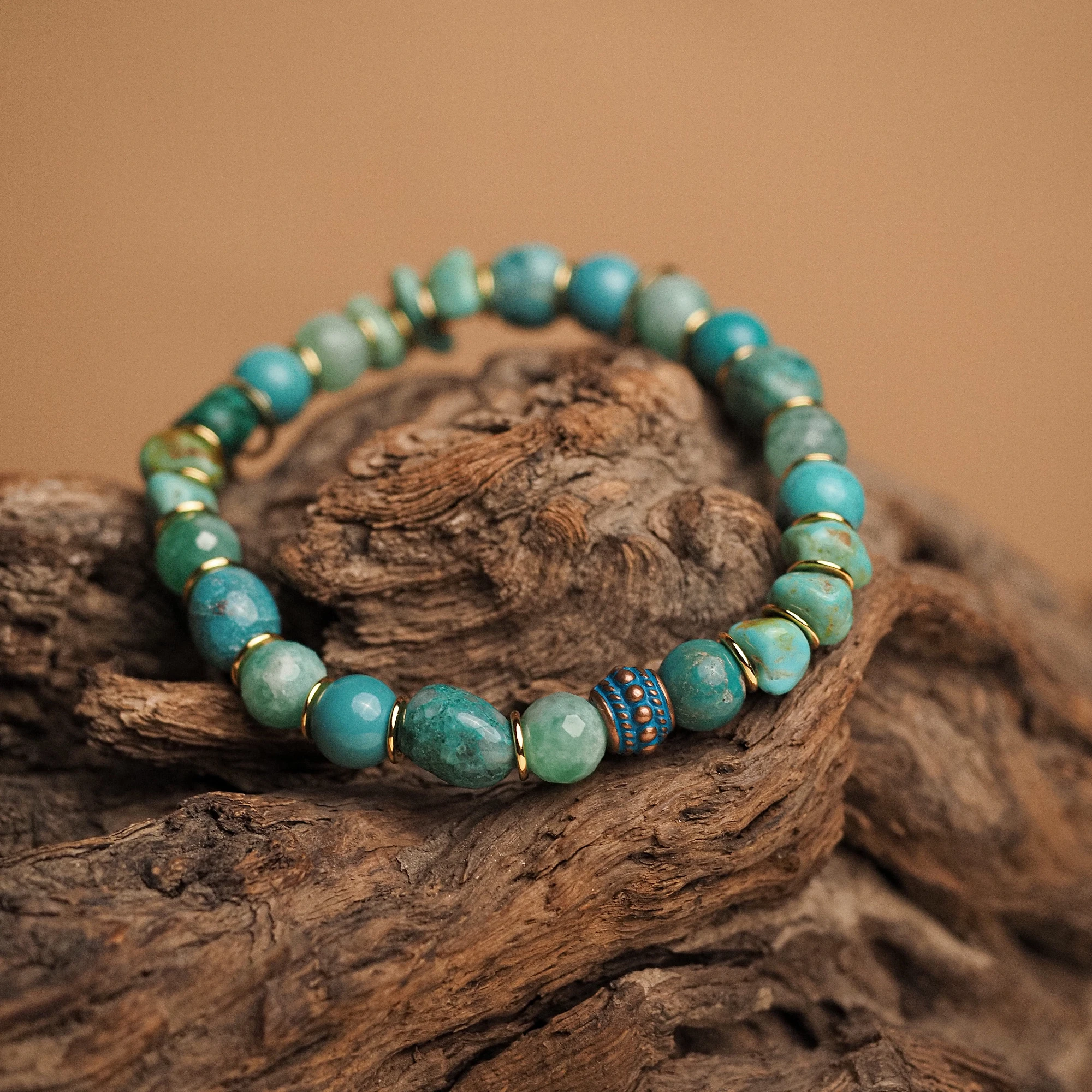 Браслет женский из Бирюзы, Хризоколлы и Хризопраза