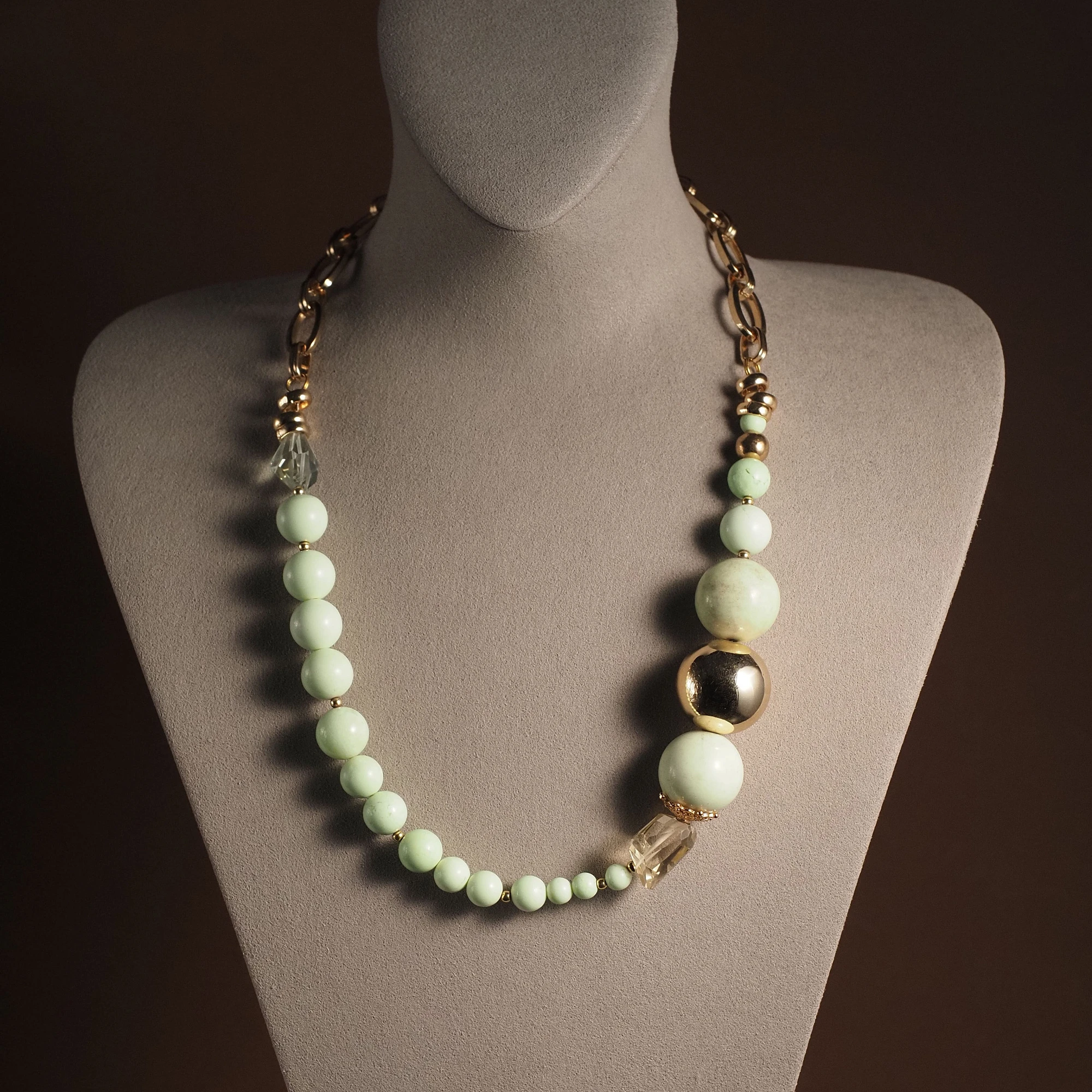 Колье из Хризопраза, Аметиста и Цитрина