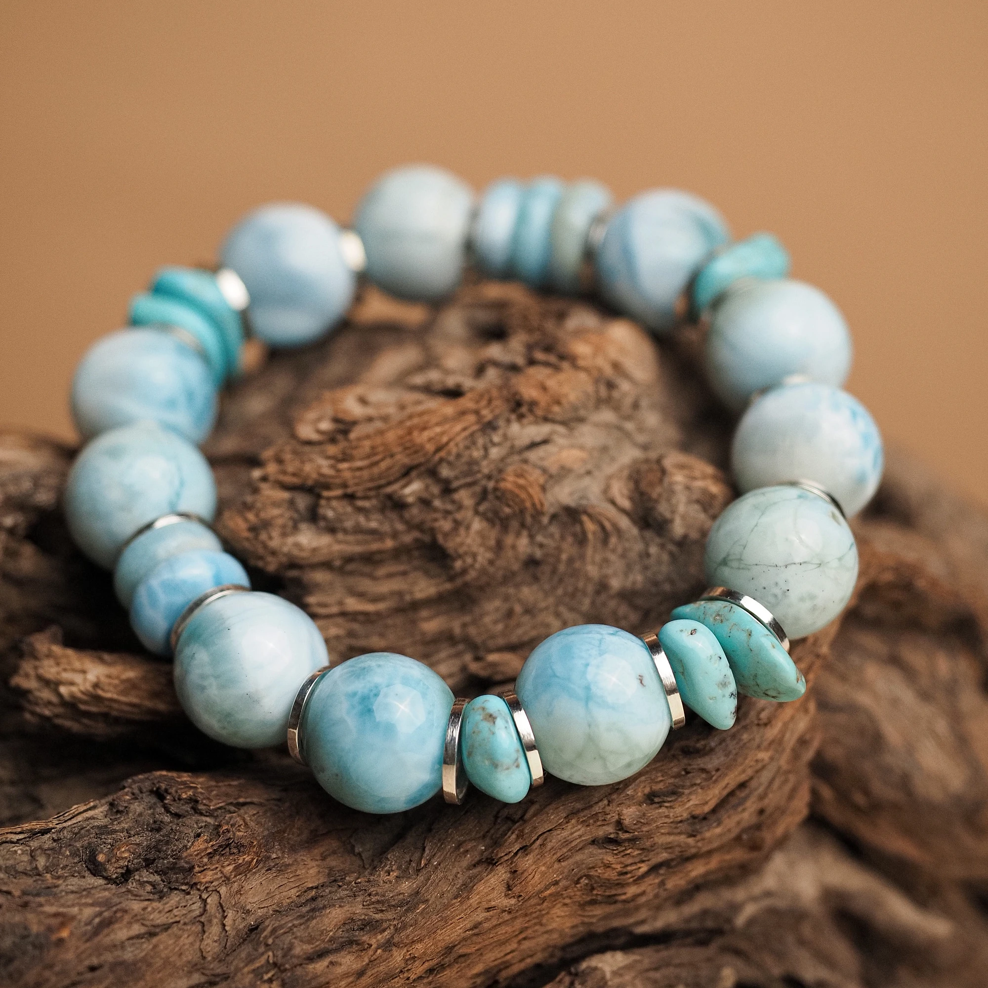 Браслет женский из Бирюзы и Ларимара