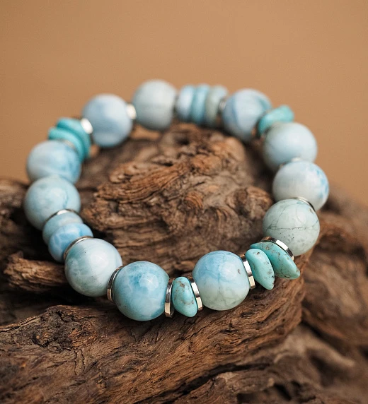 Браслет женский из Бирюзы и Ларимара
