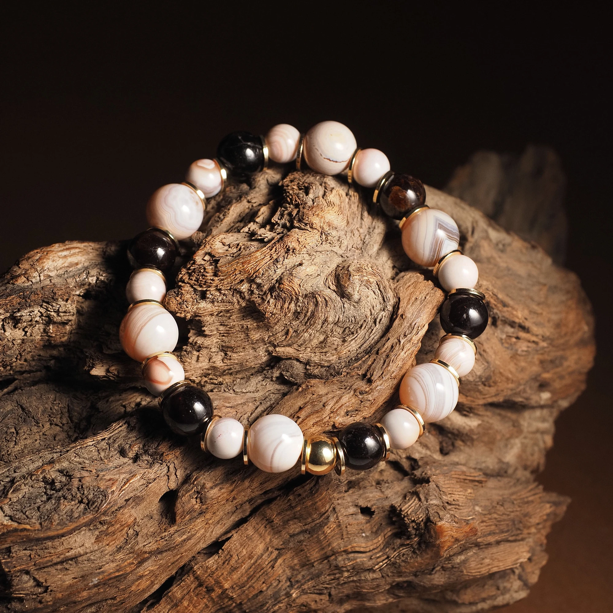 Браслет лаконичный из Агата и Граната