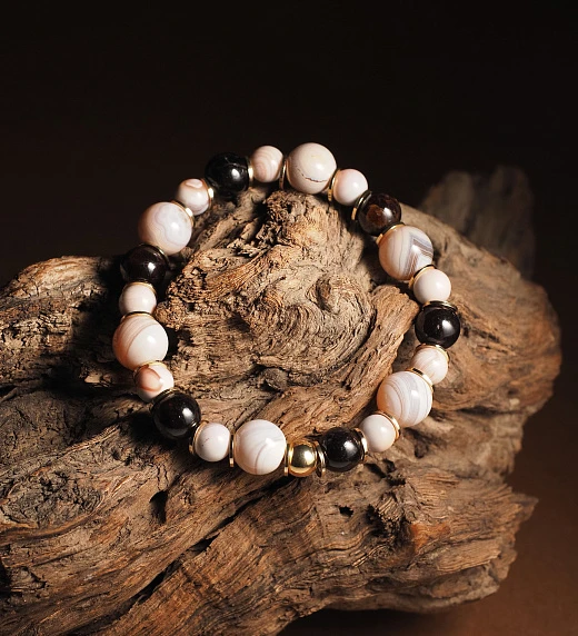 Браслет лаконичный из Агата и Граната