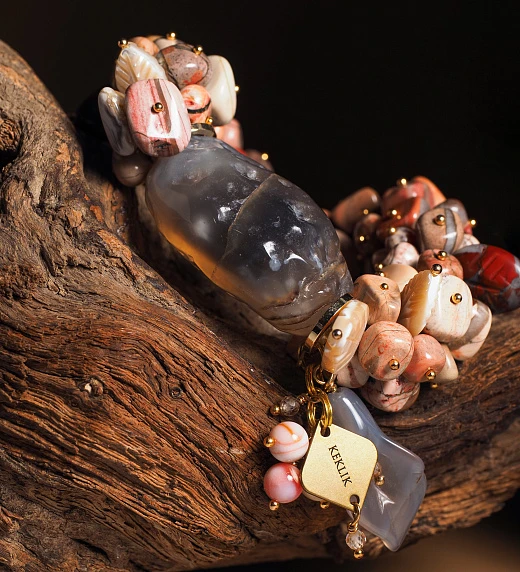 Браслет женский многокаменный из Яшмы и Агата