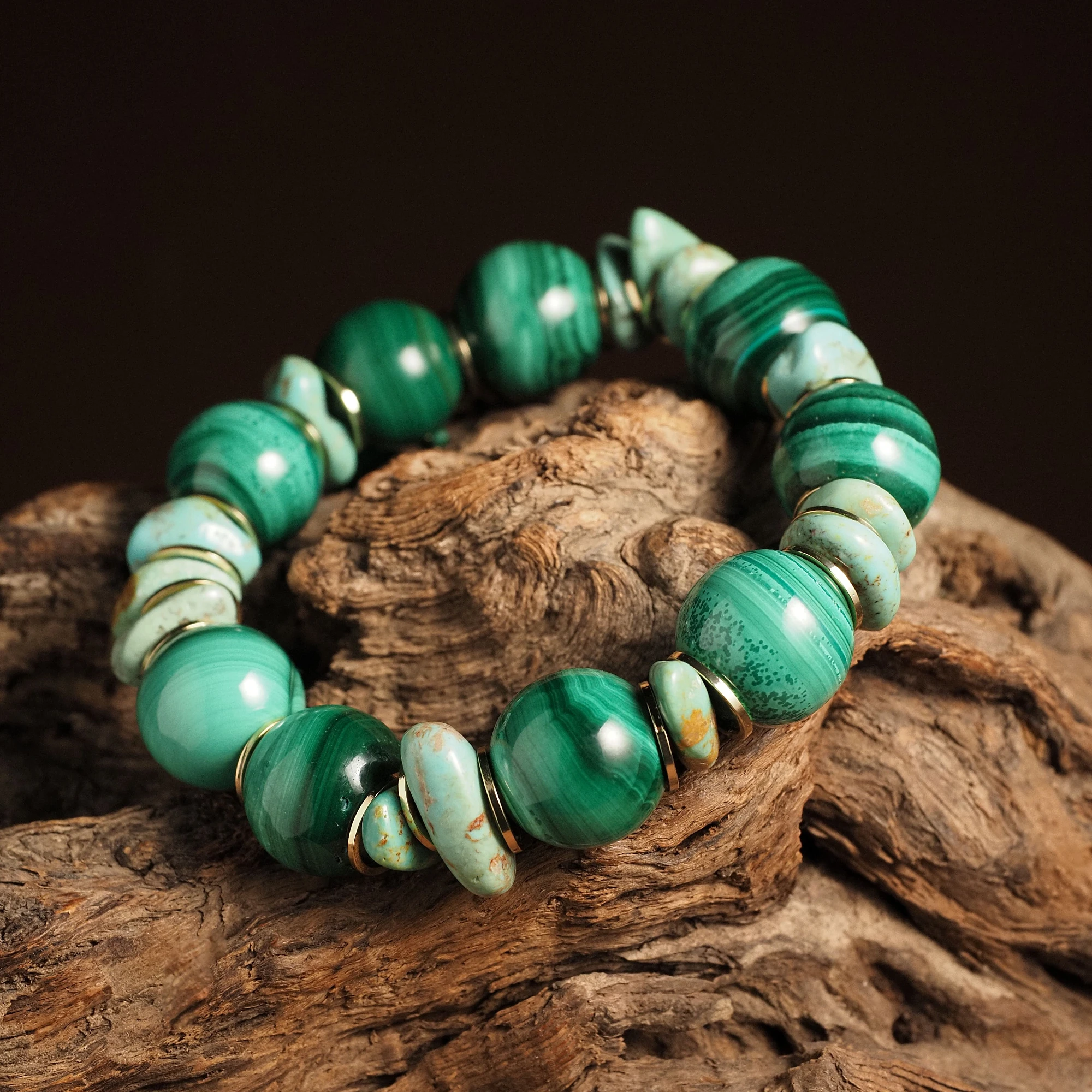 Браслет женский из Малахита и Бирюзы