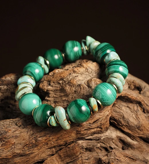 Браслет женский из Малахита и Бирюзы