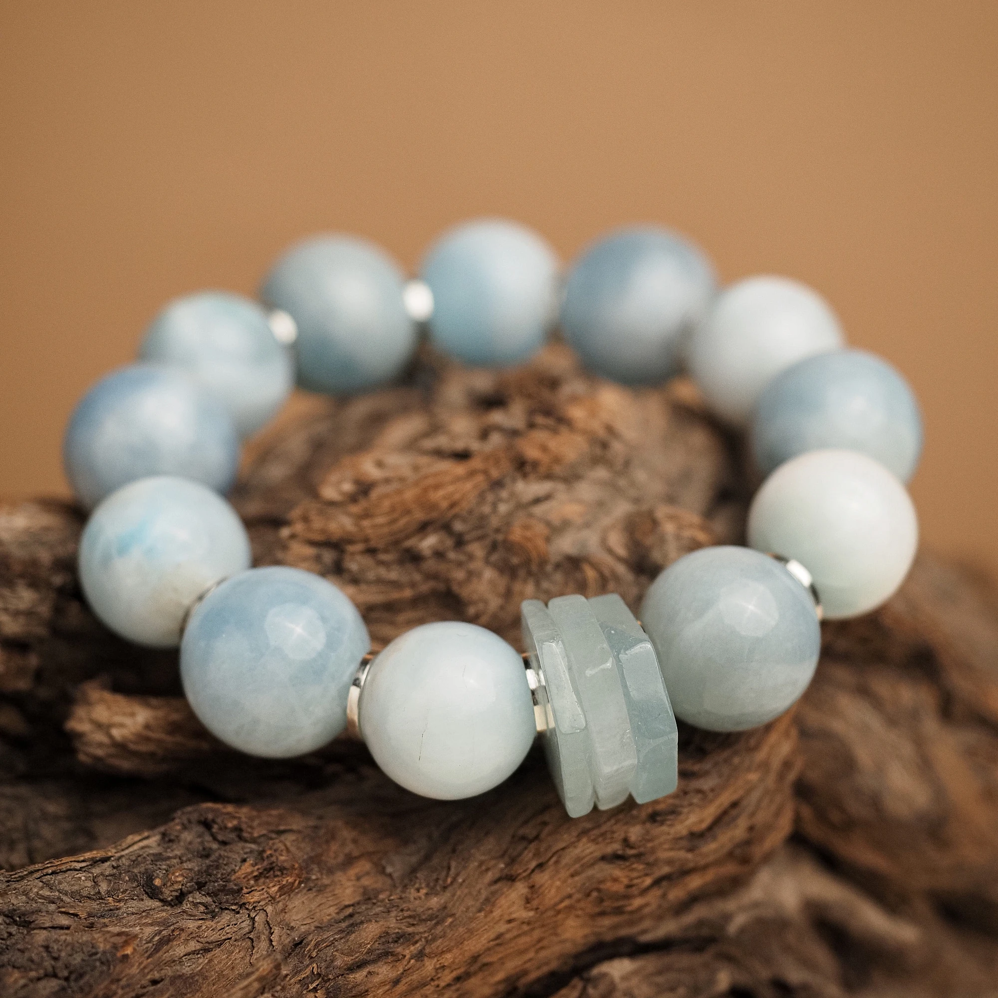 Браслет женский из Аквамарина и Ларимара