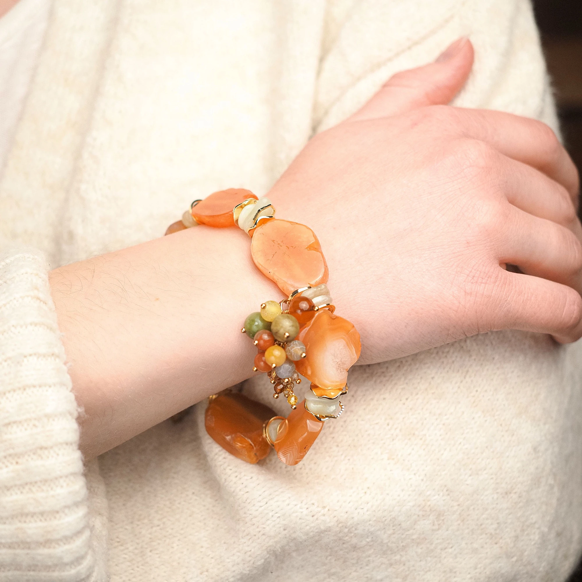 Браслет женский из Берилла и Сердолика