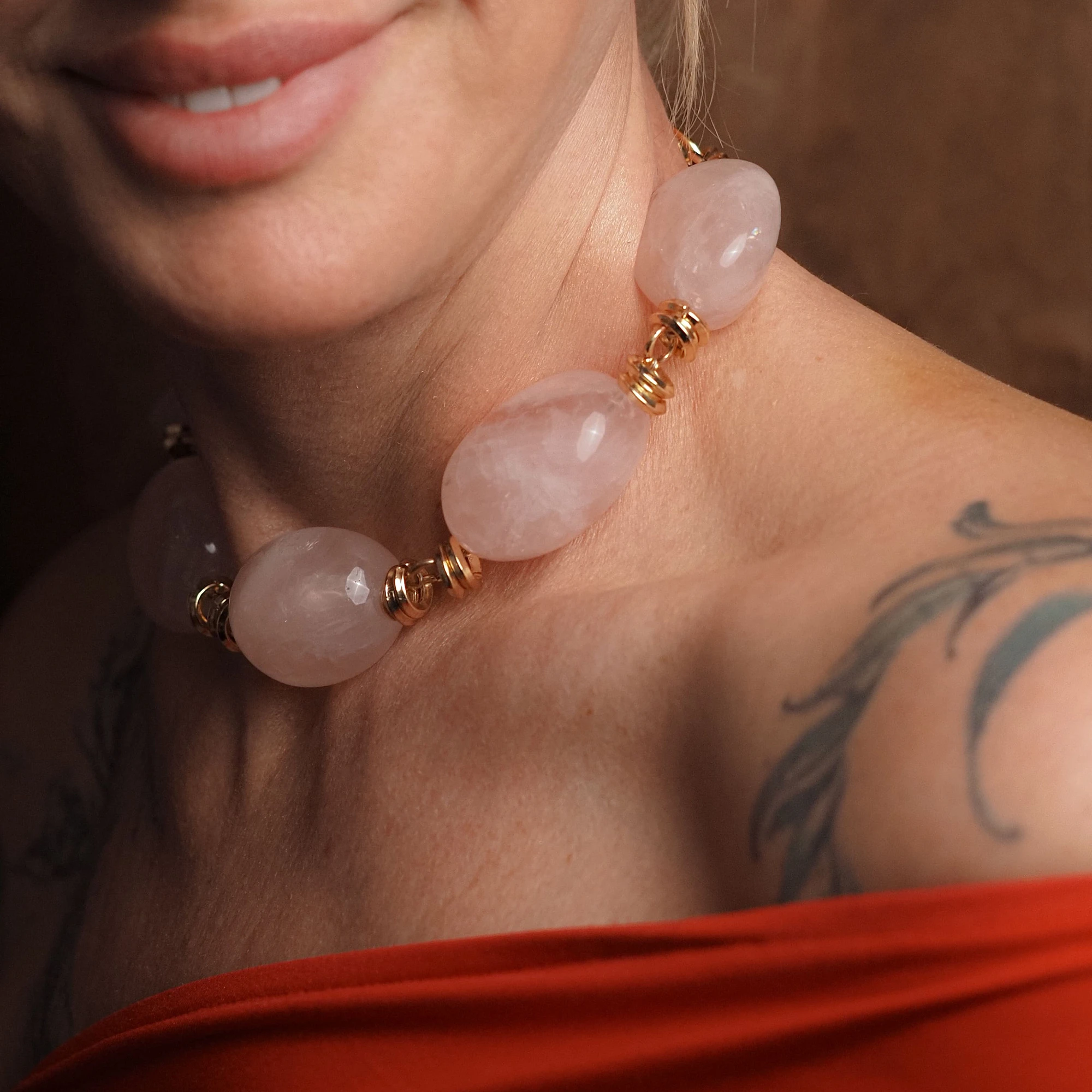 Чокер женский из Розового кварца №3