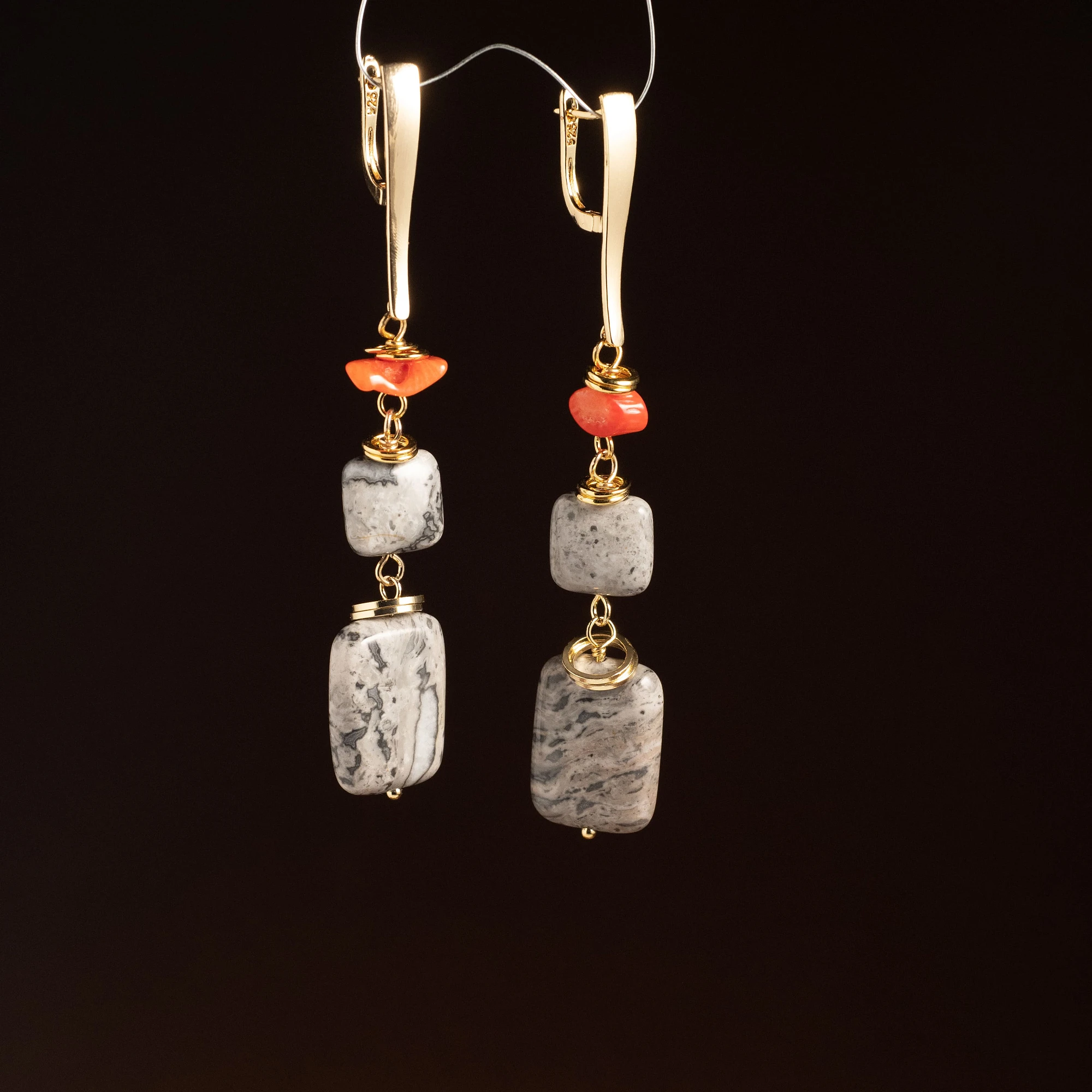 Серьги из Яшмы и Коралла