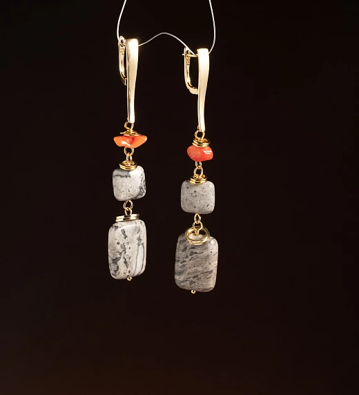 Серьги из Яшмы и Коралла