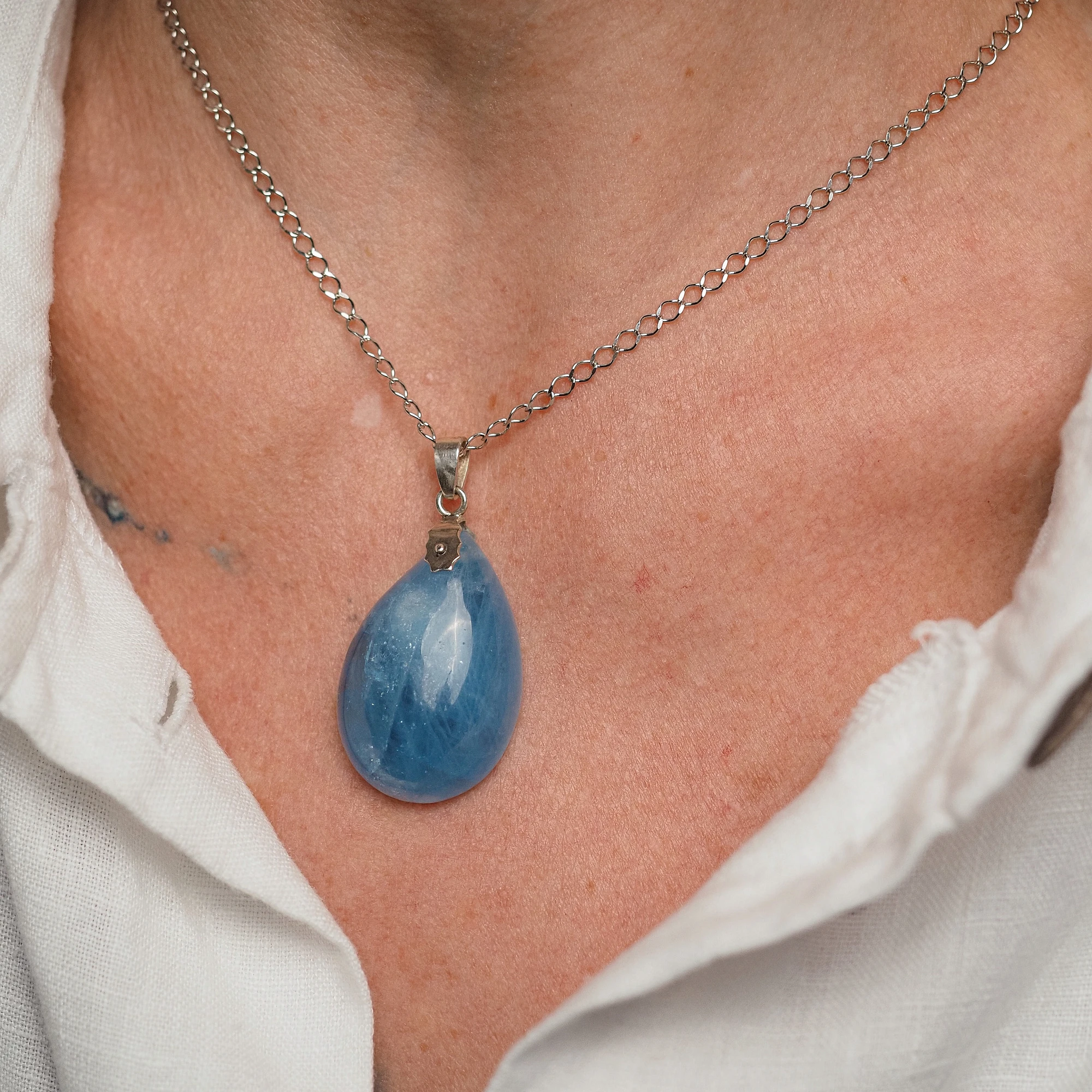 Кулон из Аквамарина с цепочкой №3