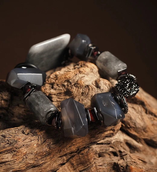 Браслет женский из Турмалинового кварца, Кошачьего глаза, Агата, Граната и Гематита