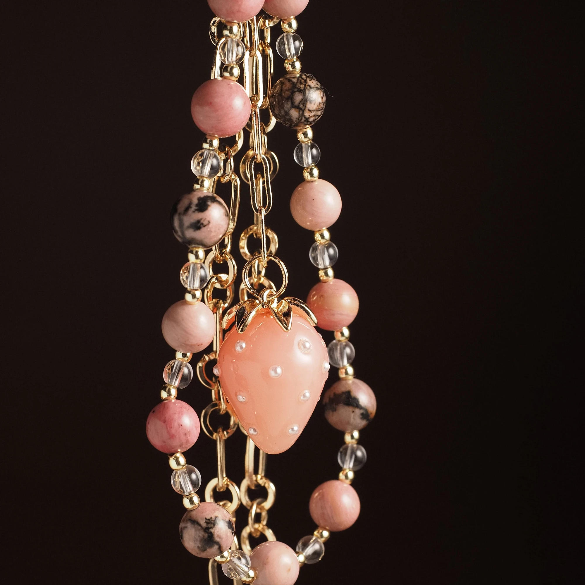 Брелок из Родонита и Гематита