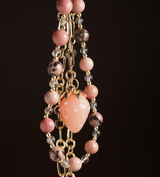 Брелок из Родонита и Гематита