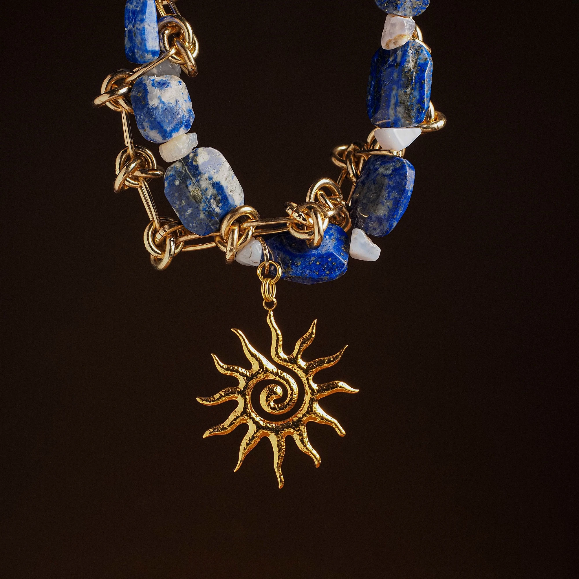 Чокер женский из Лазурита и Сапфирина