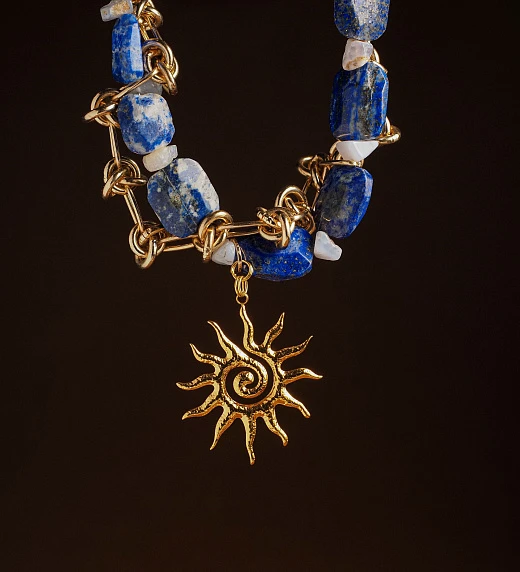 Чокер женский из Лазурита и Сапфирина