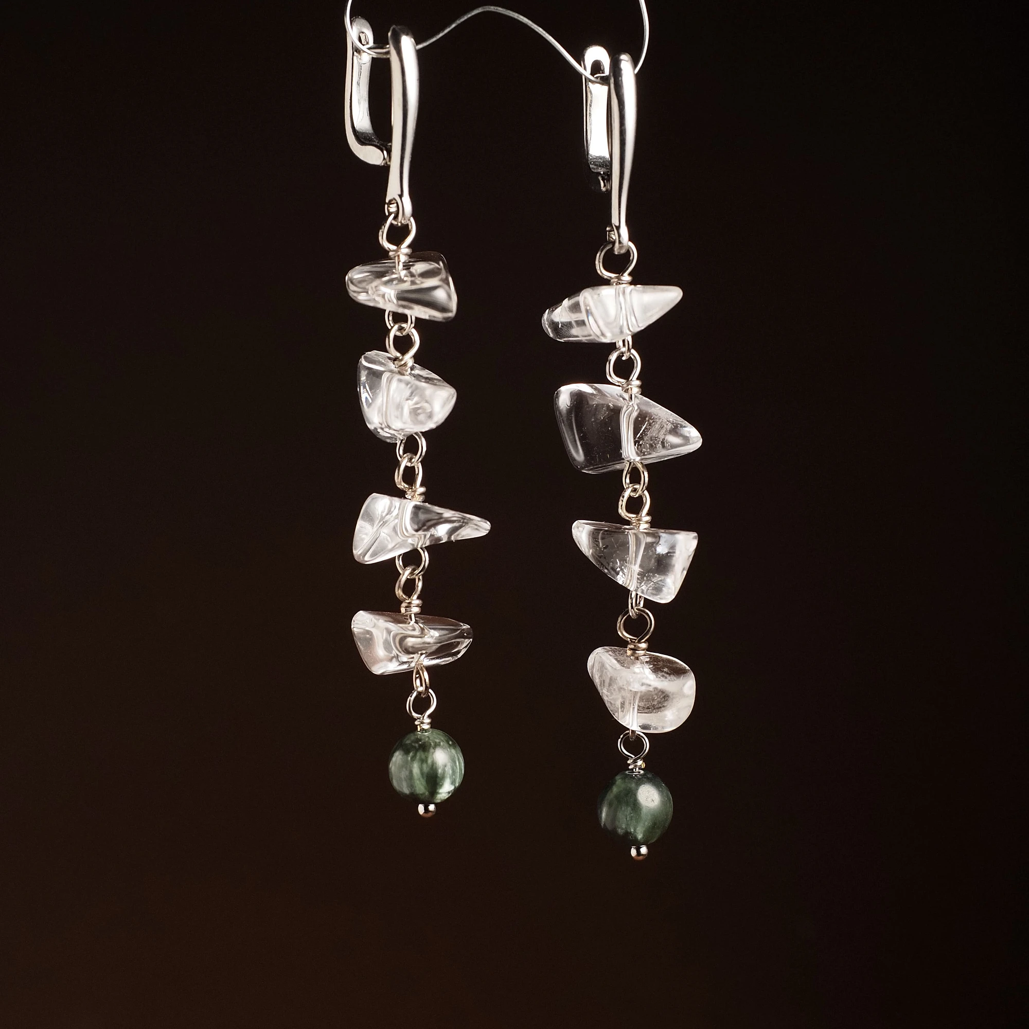 Серьги из Горного хрусталя и Серафинита №2