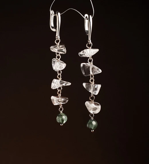Серьги из Горного хрусталя и Серафинита №2