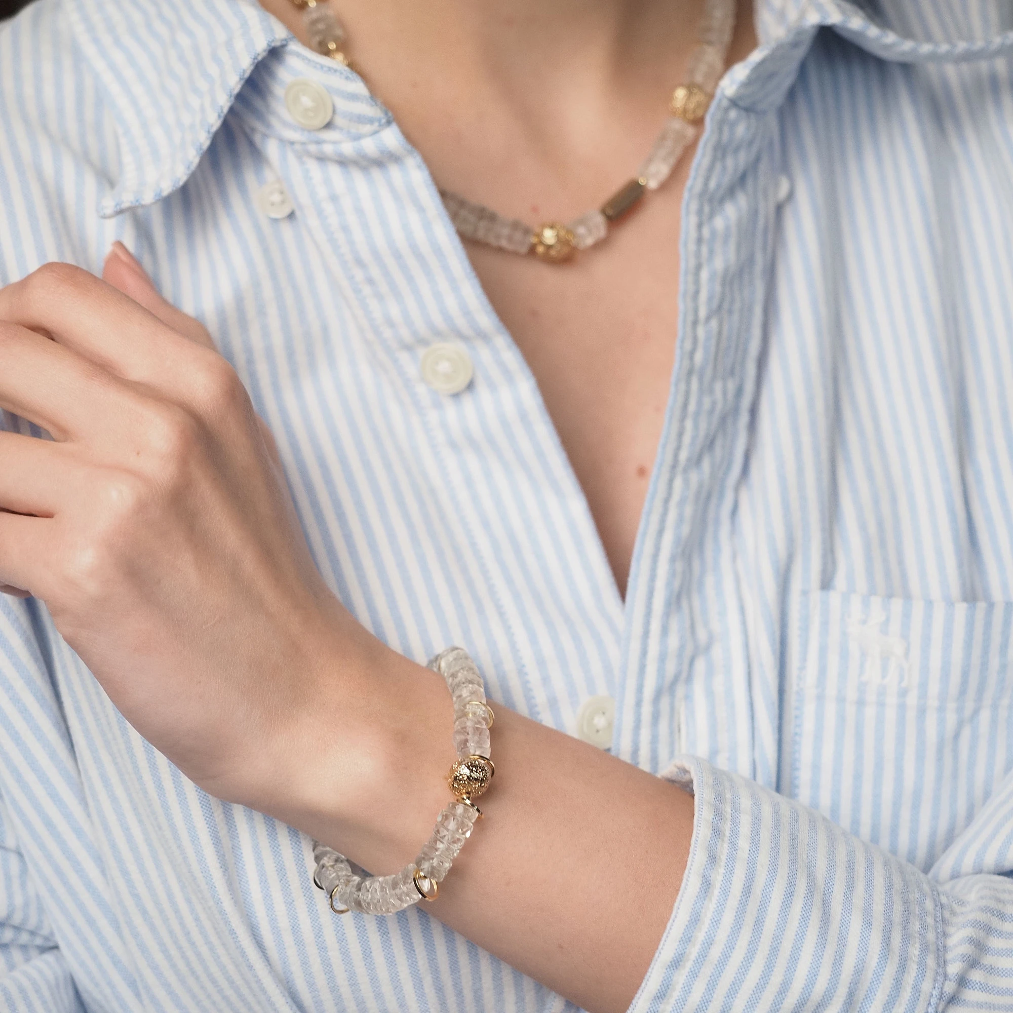 Браслет женский из зеленого Аметиста и Вулканита