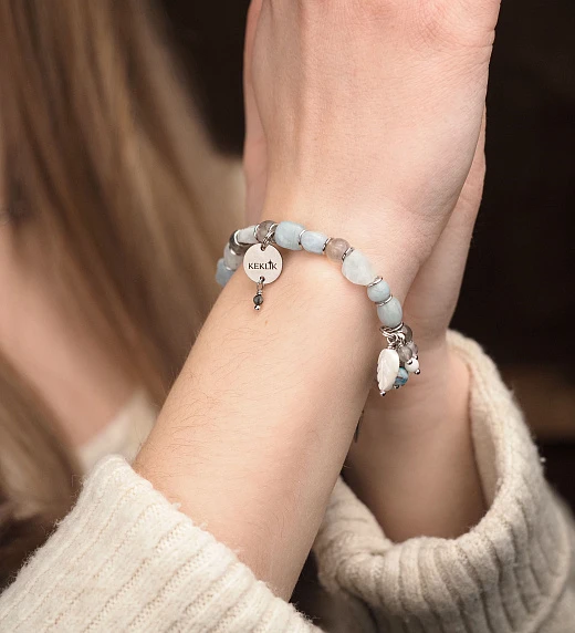 Браслет женский из Аквамарина и Лабрадора