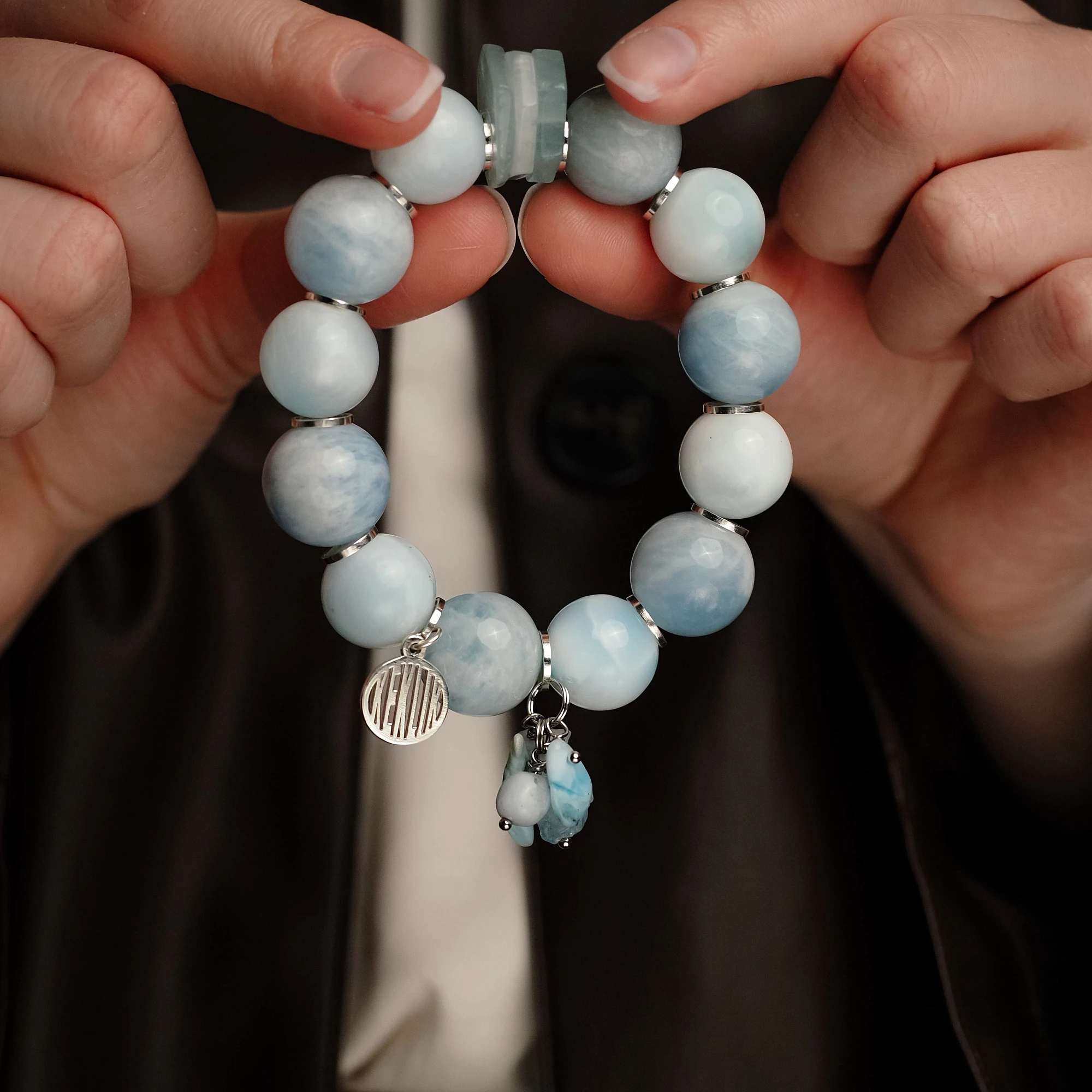 Браслет женский из Аквамарина и Ларимара