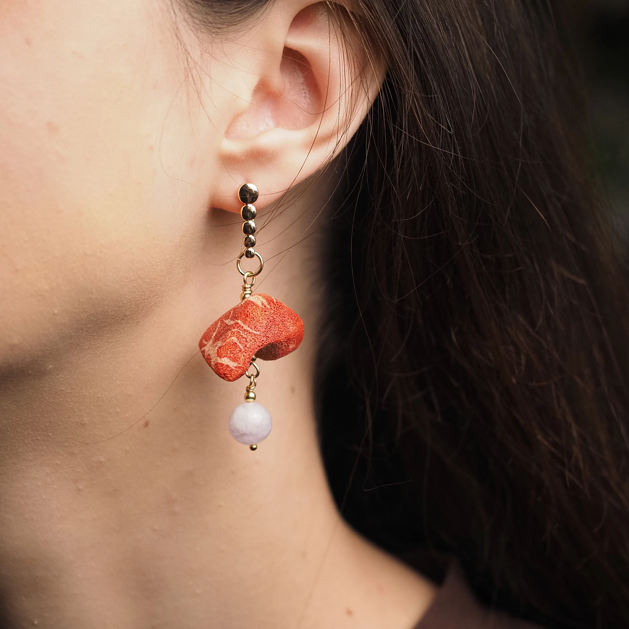 Серьги из Аметиста и Коралла