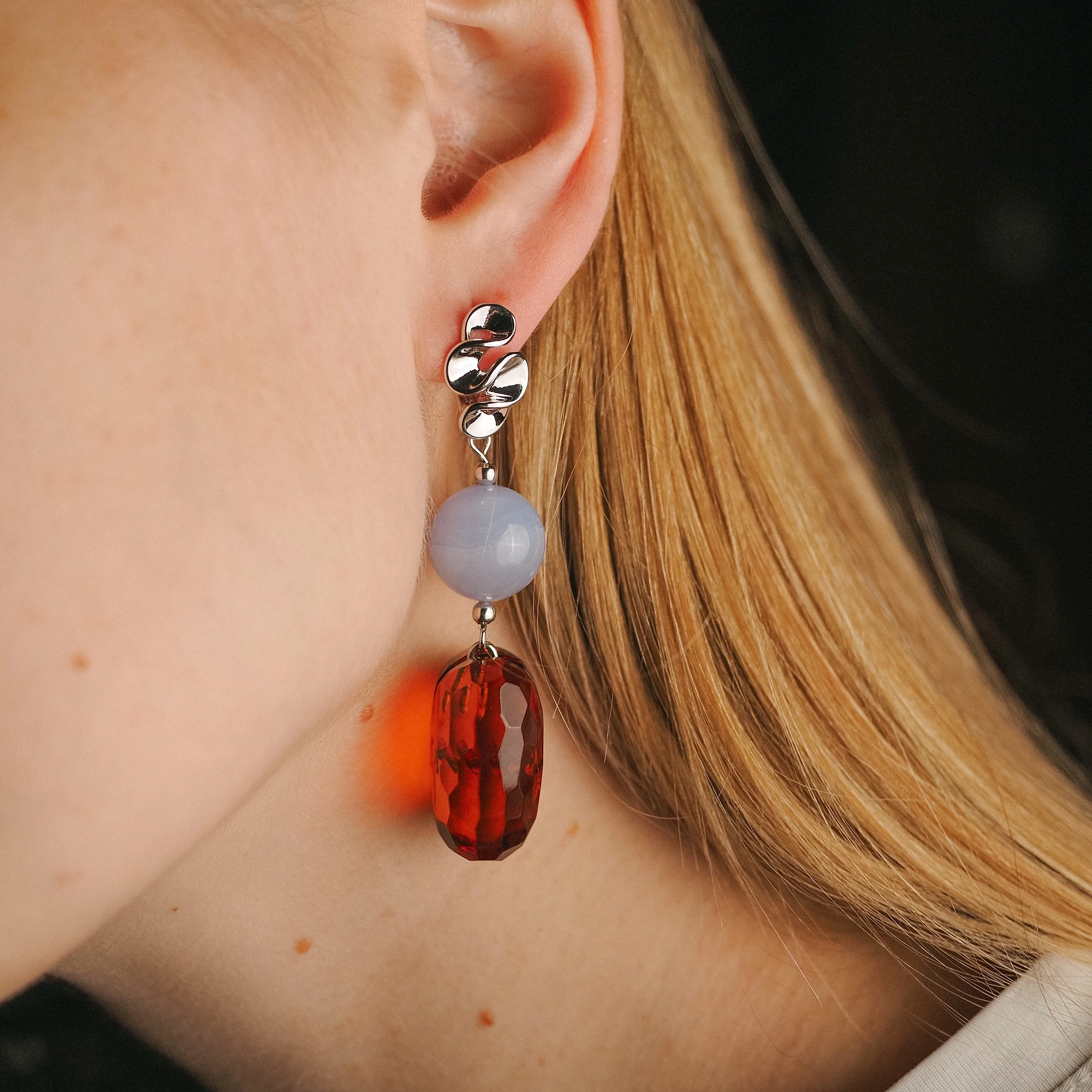 Серьги из Сапфирина и Янтаря