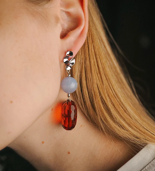 Серьги из Сапфирина и Янтаря