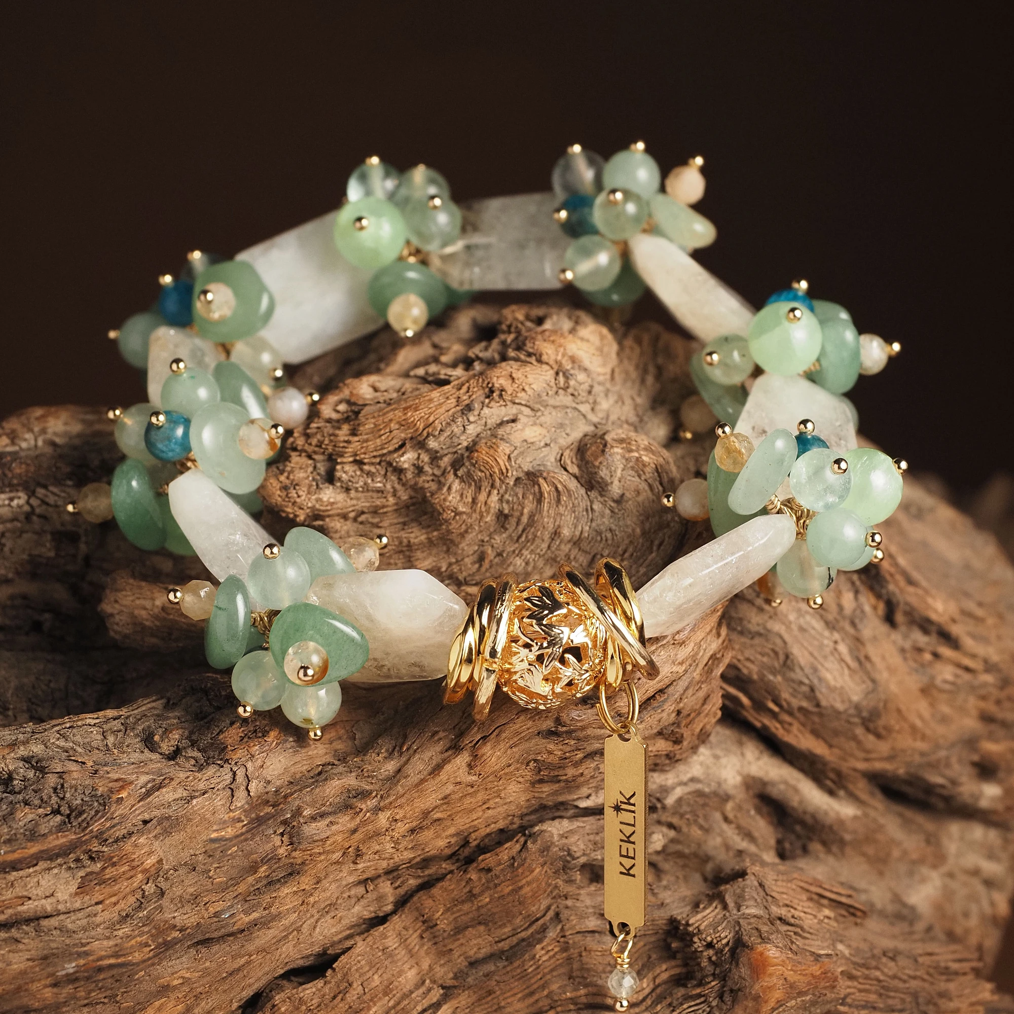 Браслет женский из Цитрина, Авантюрина и Оникса