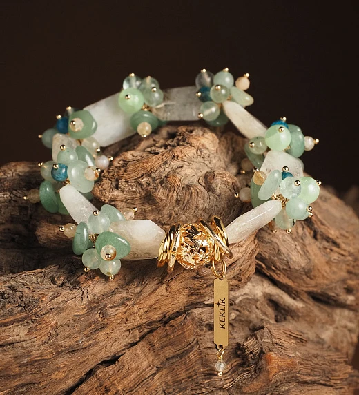 Браслет женский из Цитрина, Авантюрина и Оникса