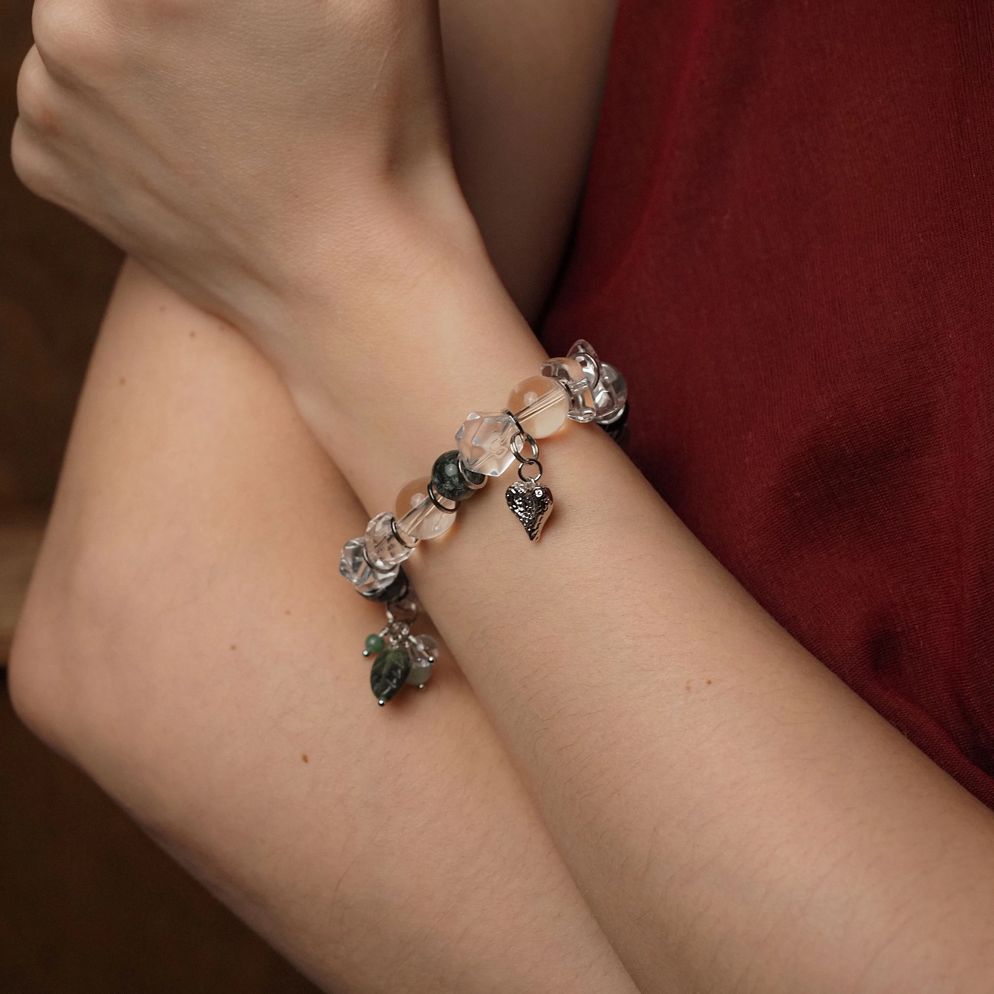 Браслет из Горного хрусталя и Серафинита женский №1